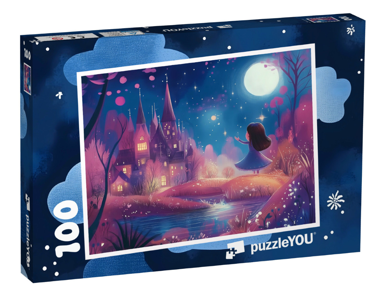 Puzzle 100 Teile „Kleine Prinzessin in ihrer schimmernden Zauberwelt“