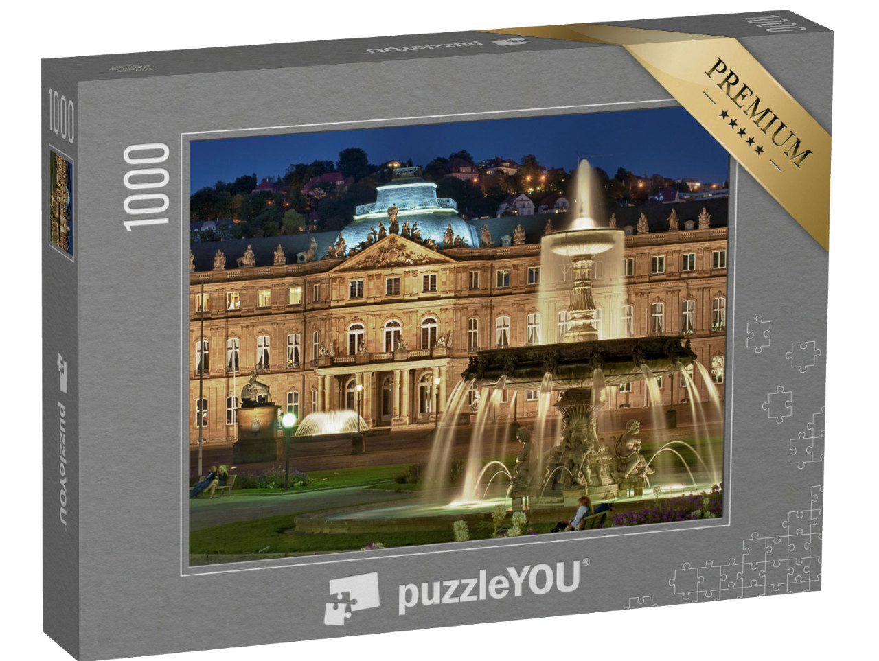 Puzzle 1000 Teile „Brunnen am "Neuen Schloss" Stuttgart, Deutschland“