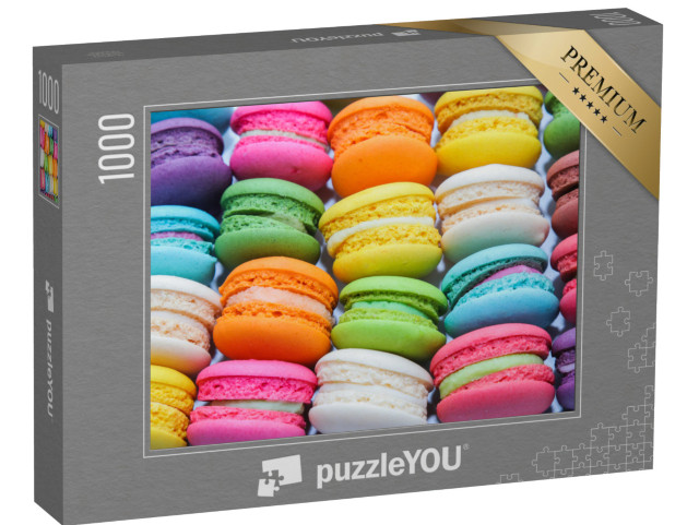 Puzzle 1000 Teile „Pastellfarbene Verführung: Französische Macarons“