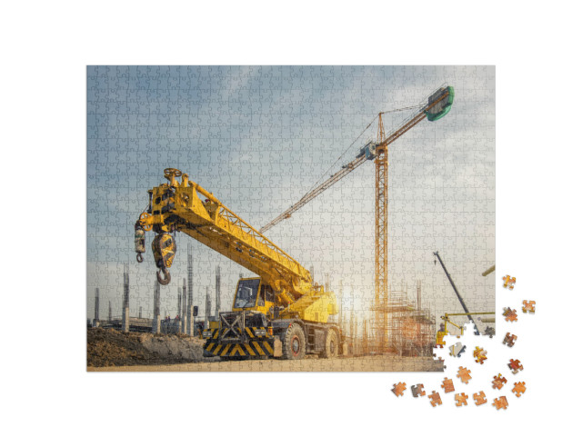 Puzzle 1000 Teile „Kräne auf einer Baustelle“