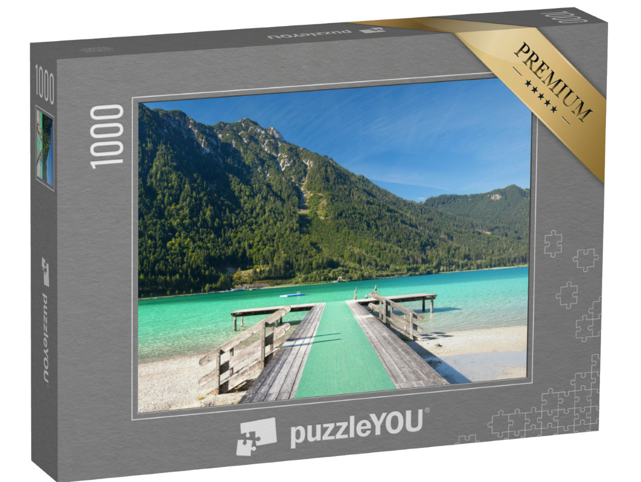 Puzzle 1000 Teile „Alter Holzsteg am Achensee in Österreich“