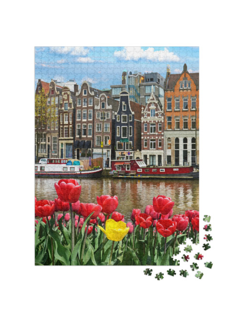 Puzzle 1000 Teile „Schöne Gracht in Amsterdam, Niederlande“