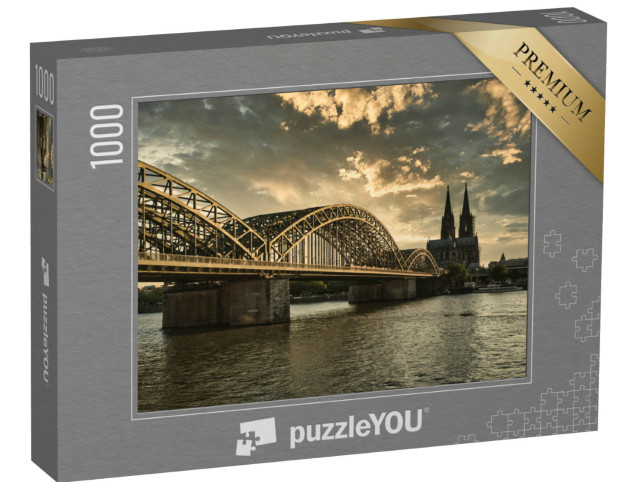 Puzzle 1000 Teile „Kölner Dom bei Sonnenuntergang mit Rhein, Nordrhein-Westfalen, Deutschland“