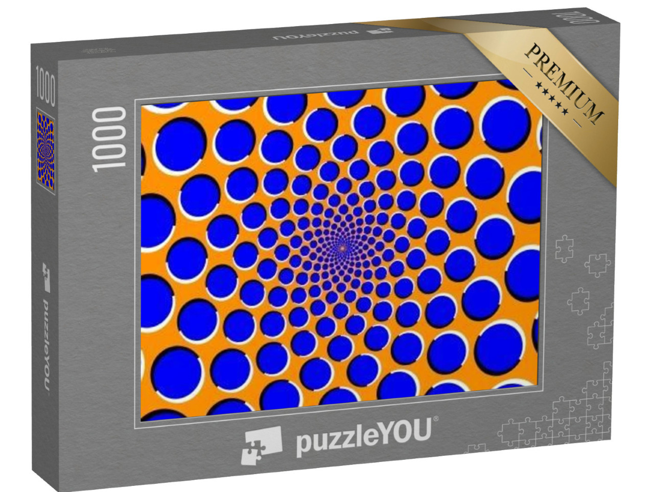 Puzzle 1000 Teile „Drehende optische Täuschung: Blaue Kreise“