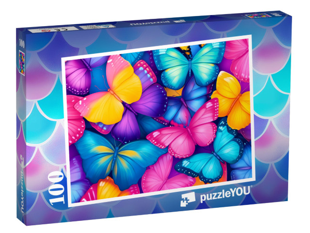 Puzzle 100 Teile „Das bunte Schmetterlingsparadies“