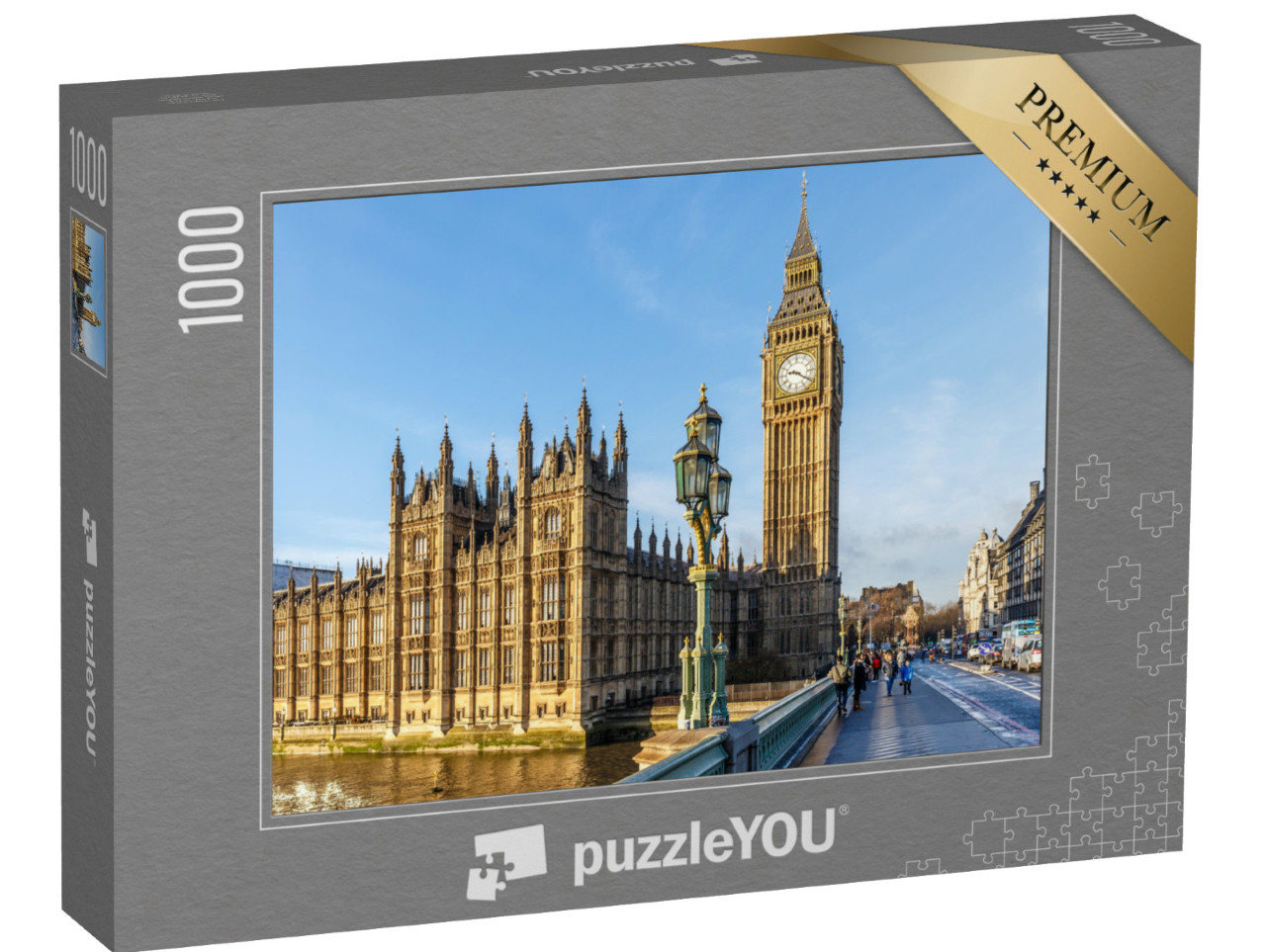 Puzzle 1000 Teile „Big Ben Uhrenturm: Winter mit sonnigem Morgen, London“