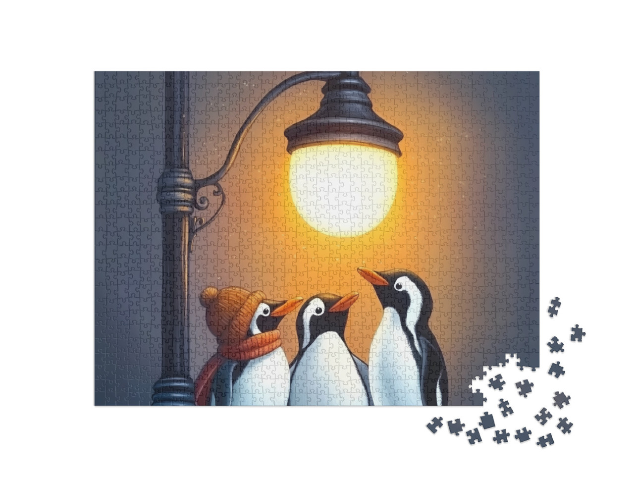 Puzzle 1000 Teile „Pinguine unter einer Laterne“