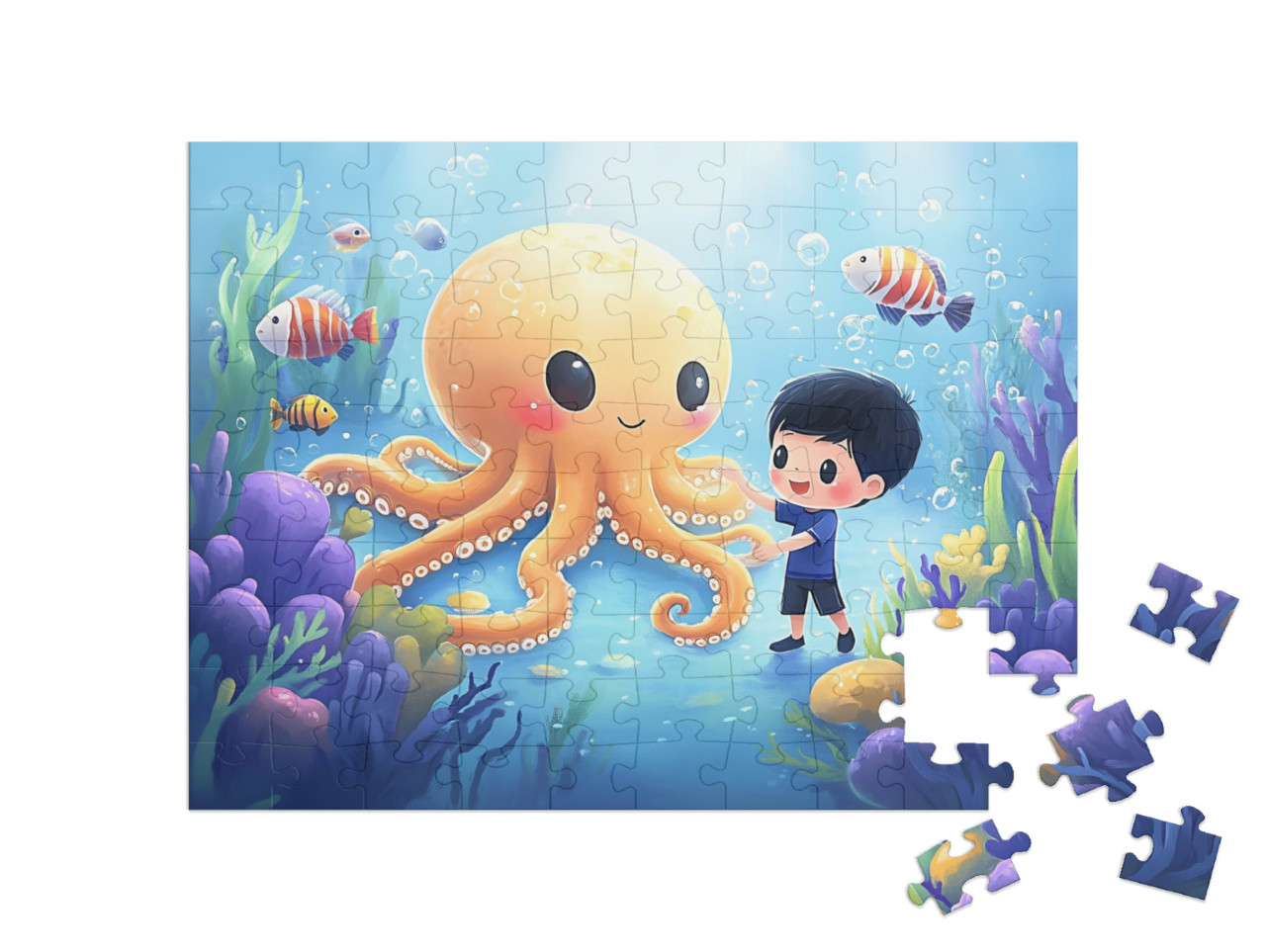 Puzzle 100 Teile „Unterwasserabenteuer mit Oktopus Ollie“