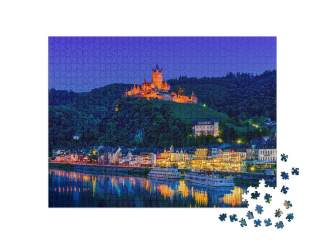 Puzzle 1000 Teile „Cochem, Deutschland, bei Nacht“