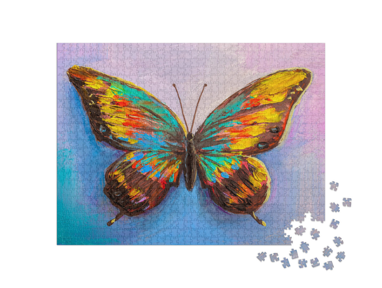 Puzzle 1000 Teile „Ölgemälde, schöner Schmetterling“