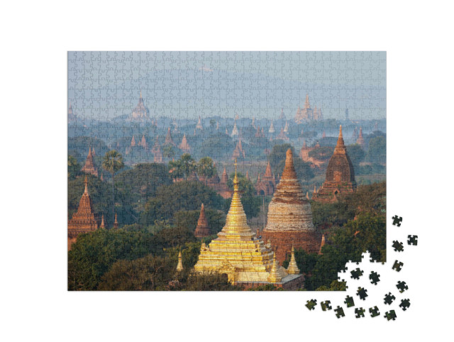 Puzzle 1000 Teile „Mystische Aufnahme der alten Tempel in Bagan, Myanmar“