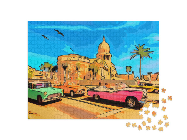 Puzzle 1000 Teile „Illustration: Havanna, Kuba“