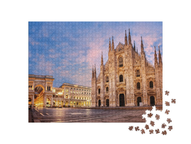 Puzzle 1000 Teile „Mailänder Dom: Duomo di Milano bei Sonnenaufgang, Italien“