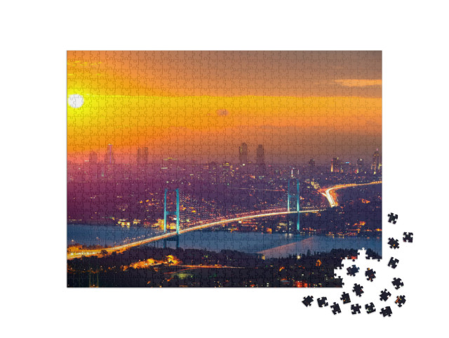 Puzzle 1000 Teile „Atemberaubender Sonnenuntergang über Istanbul, Türkei“