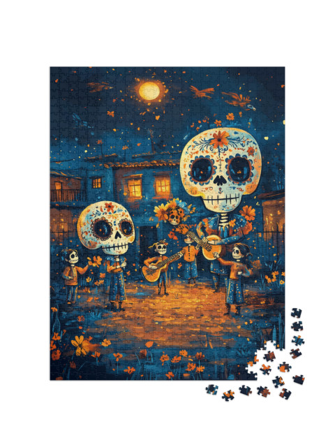 Puzzle 1000 Teile „Totenkopf Konzert Halloween“