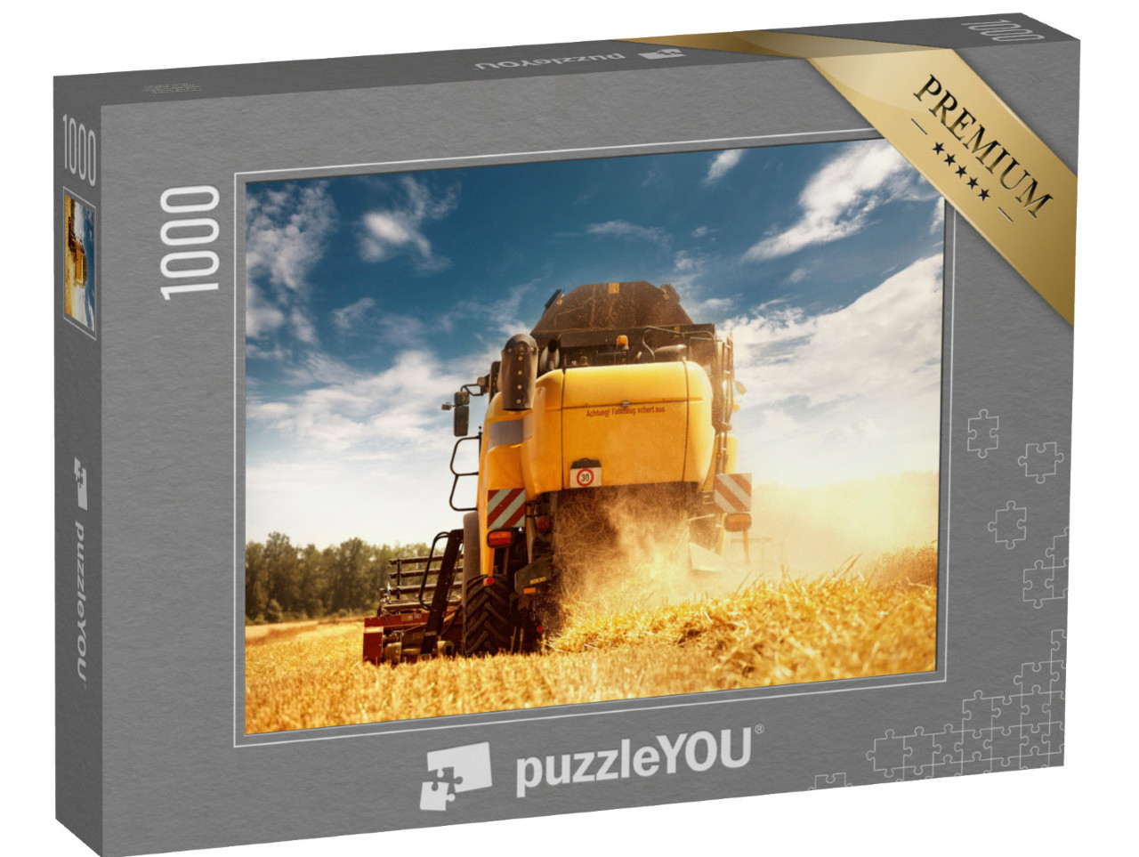 Puzzle 1000 Teile „Erntemaschine bei der Arbeit mit Strohstaub“