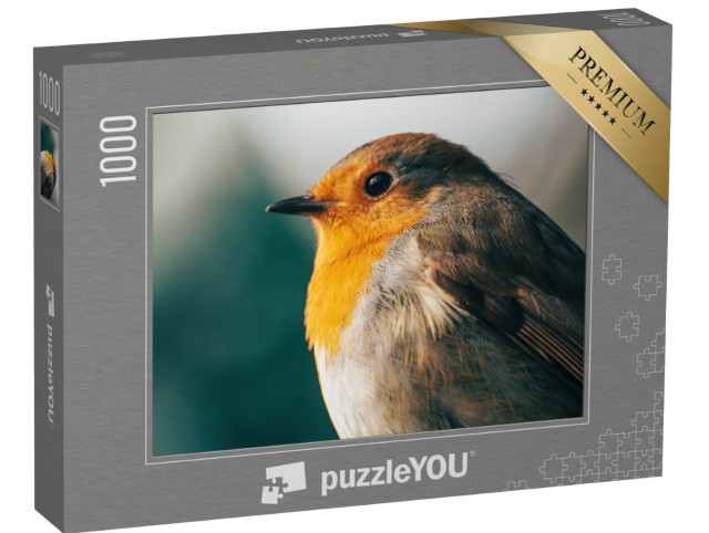 Puzzle 1000 Teile „Porträt eines Rotkehlchens im Abendlicht“