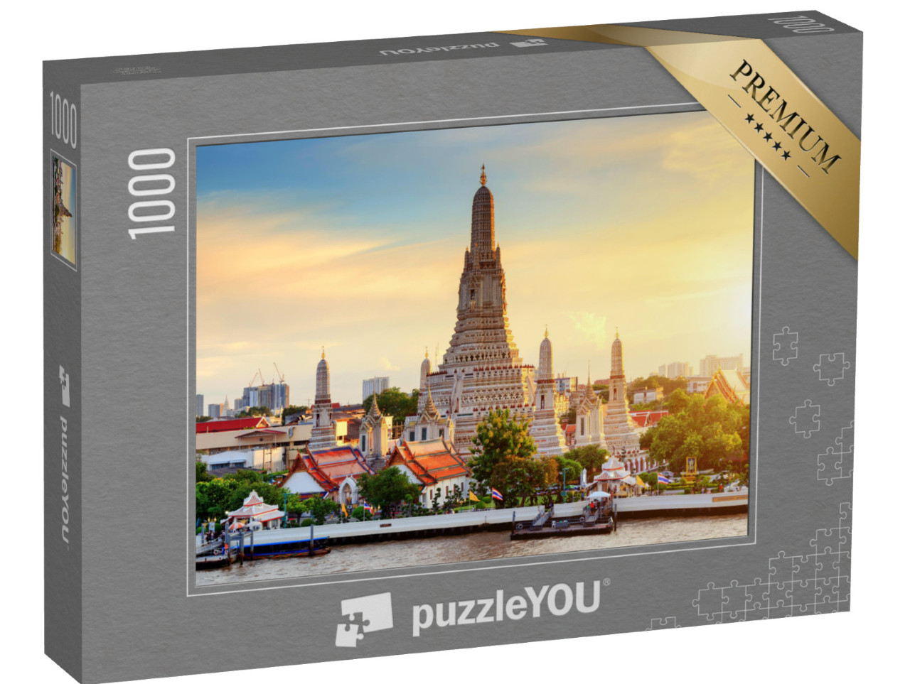 Puzzle 1000 Teile „Wat Arun Tempel bei Sonnenuntergang, Bangkok, Thailand“