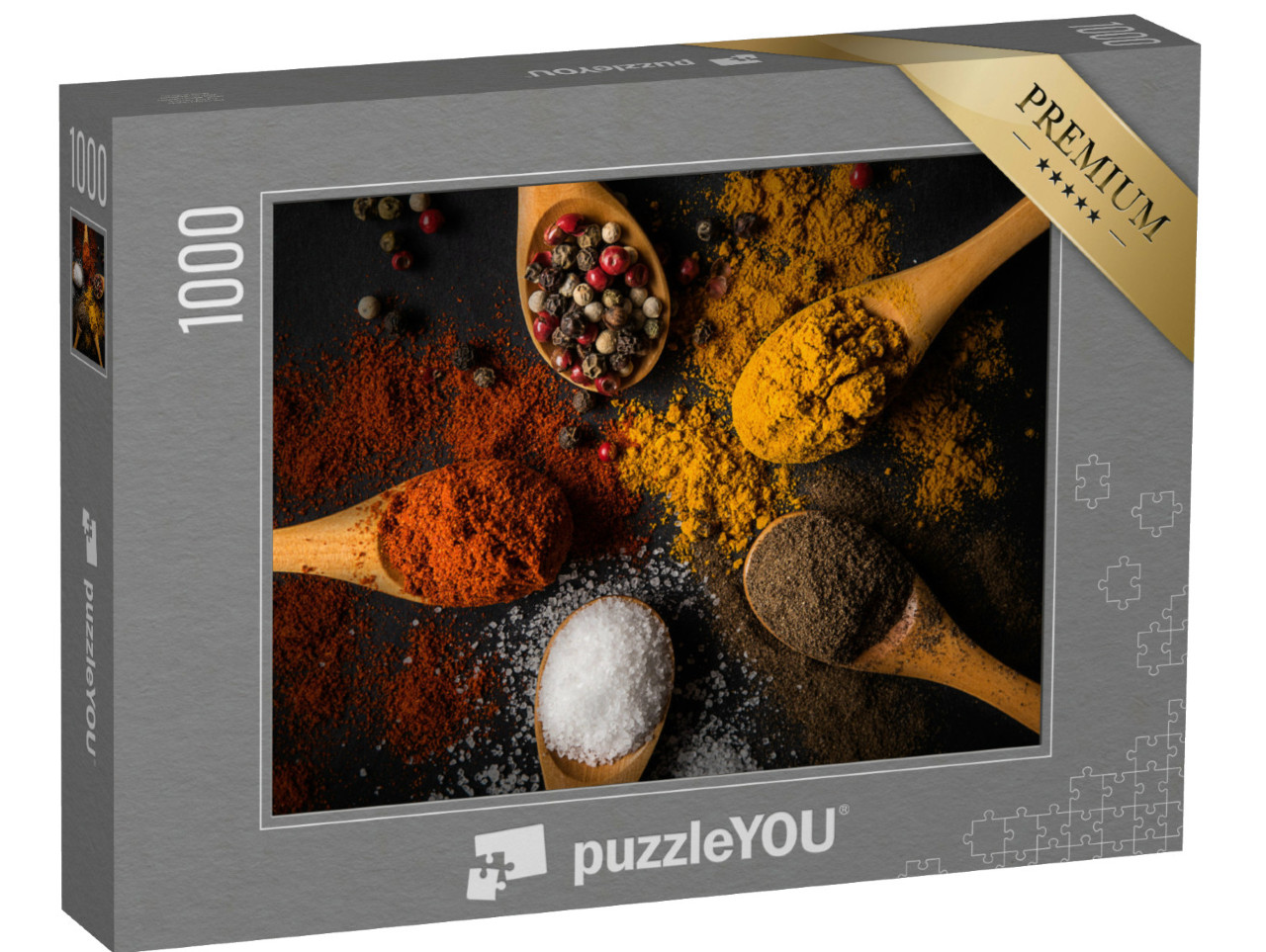 Puzzle 1000 Teile „Vielfältige Gewürze auf Holzlöffeln“