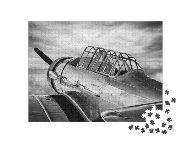Puzzle 1000 Teile „Historisches Flugzeug über den Wolken“