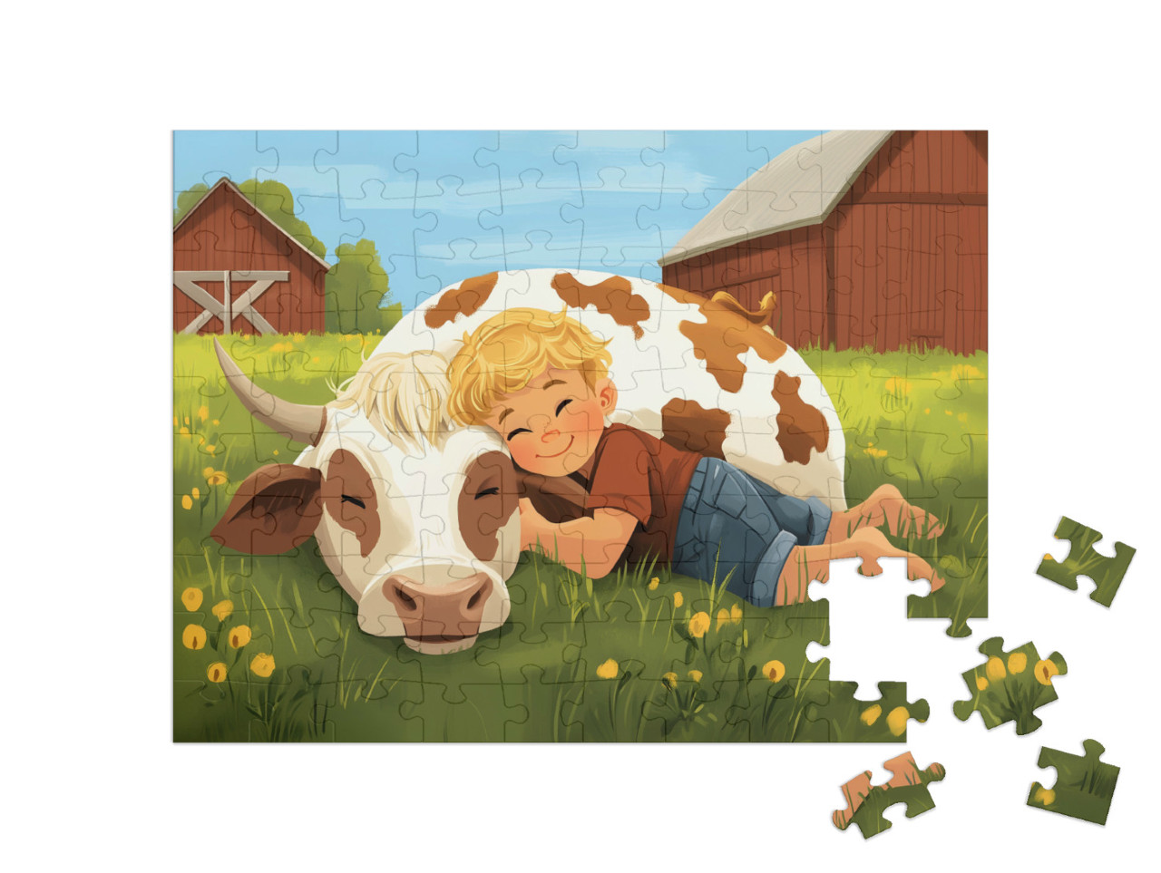Puzzle 100 Teile „Kuschelzeit im Grünen“