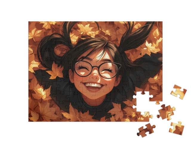 Puzzle 100 Teile „Maggy im Blätterparadies“