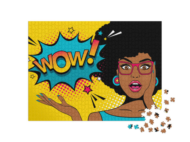 Puzzle 1000 Teile „Pop-Art: eine junge afrikanische Frau überrascht“