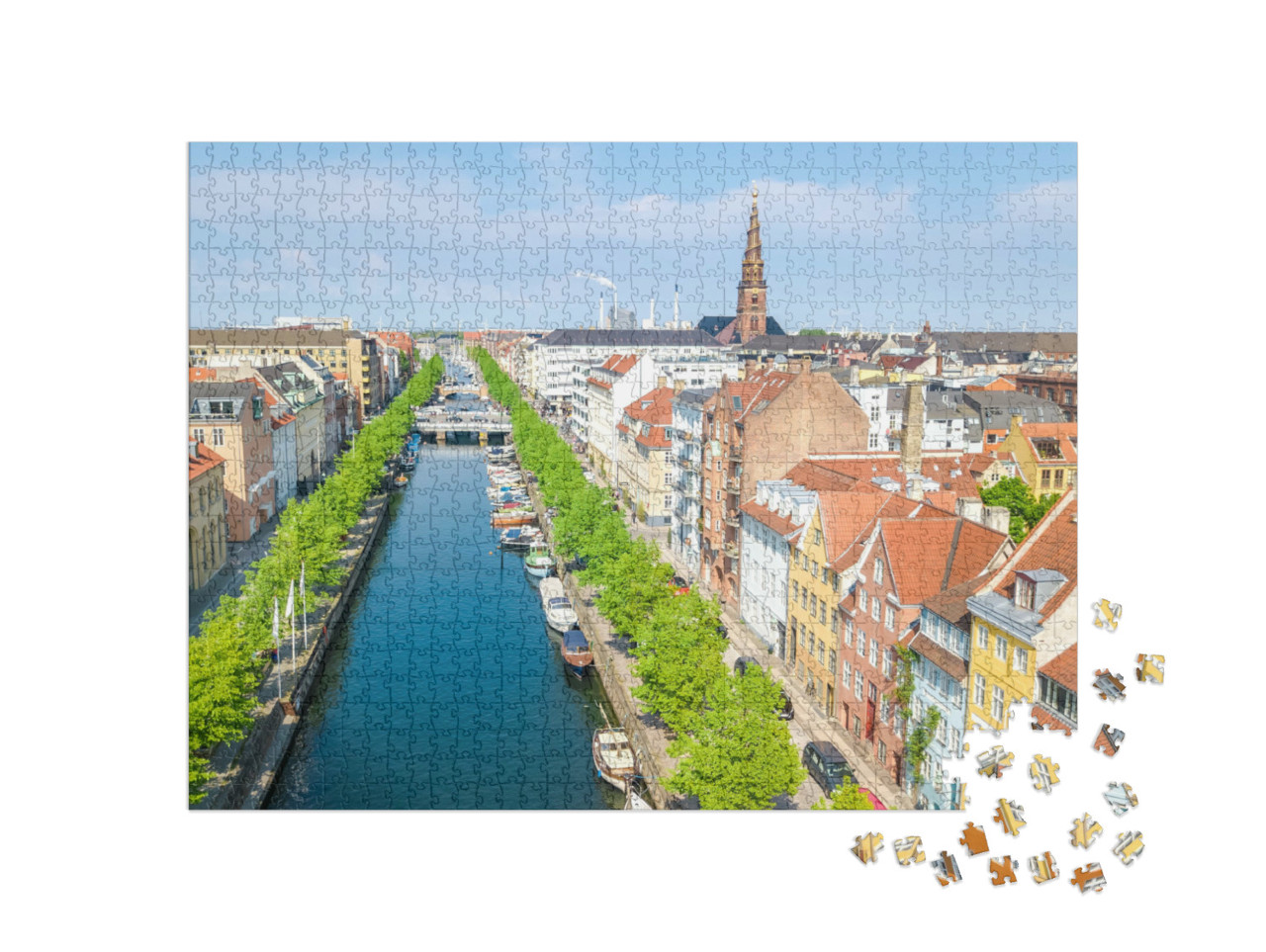 Puzzle 1000 Teile „Luftaufnahme der Skyline von Kopenhagen, Skyline mit Nyhavn, Dänemark“