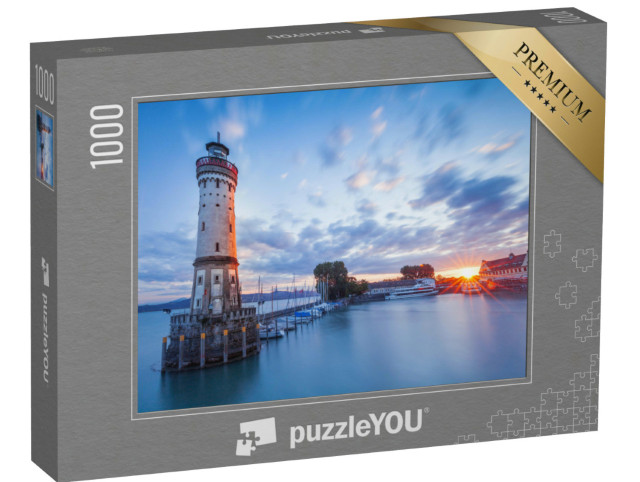 Puzzle 1000 Teile „Leuchtturm im Hafen von Lindau, Bodensee, Bayern“