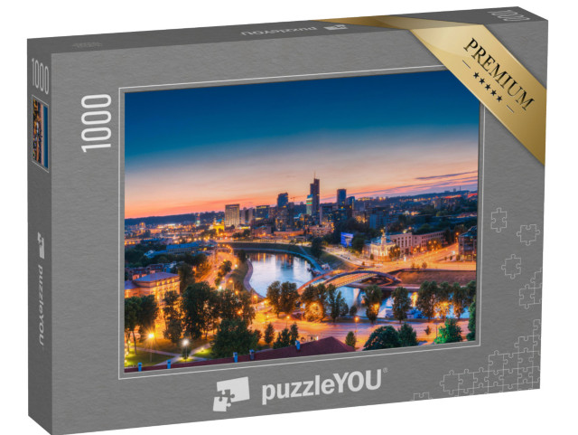 Puzzle 1000 Teile „Moderne Bürogebäude und Wolkenkratzer: Business District von Vilnius, Litauen“