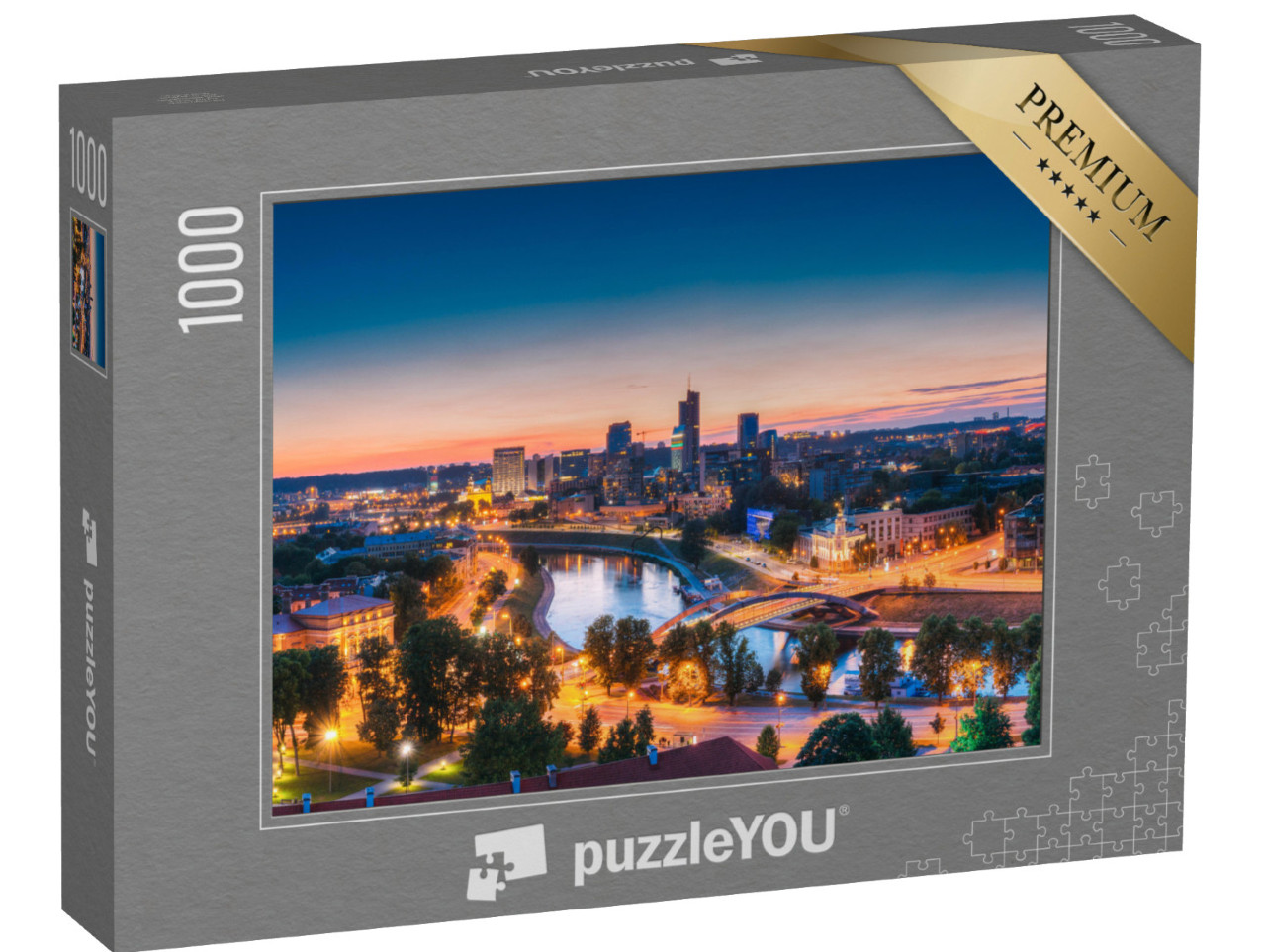 Puzzle 1000 Teile „Moderne Bürogebäude und Wolkenkratzer: Business District von Vilnius, Litauen“