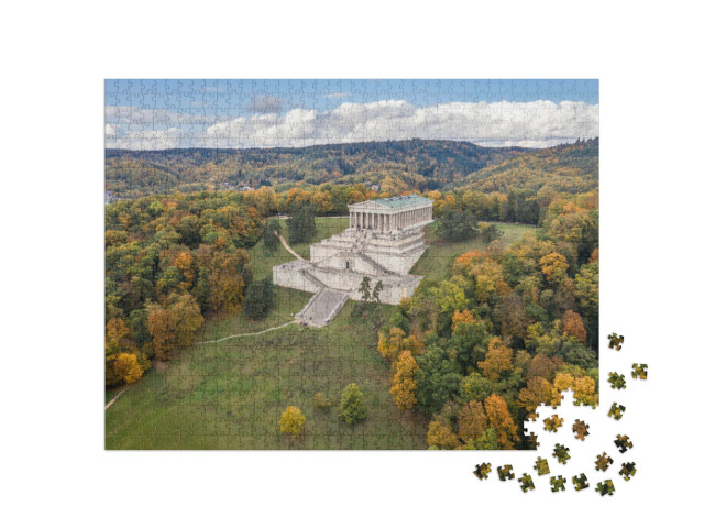 Puzzle 1000 Teile „Luftaufnahme des Walhalla-Gebäudes, Regensburg, Deutschland“