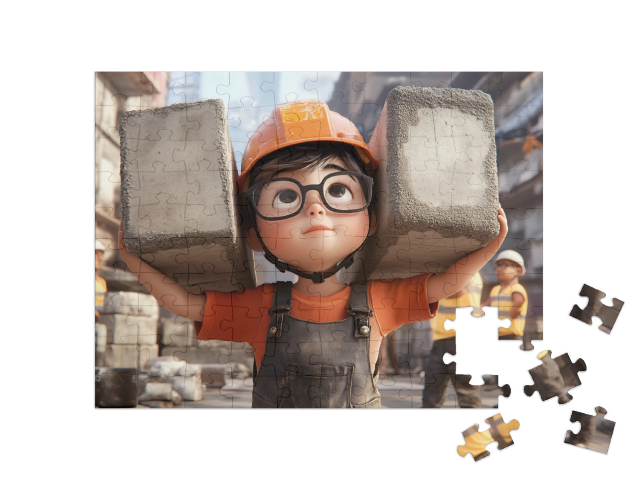 Puzzle 100 Teile „Der kleine, fleißige Bauarbeiter“