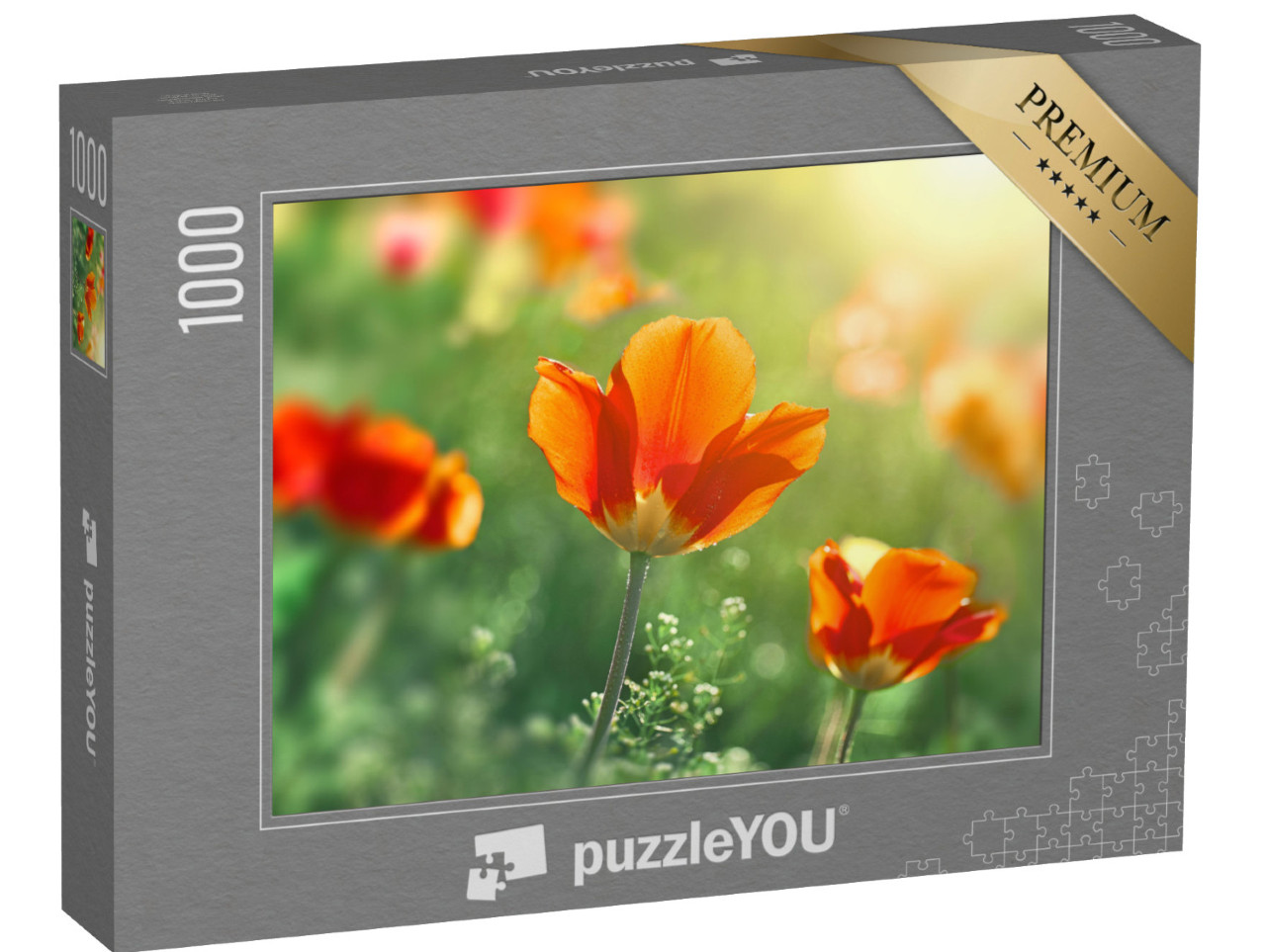 Puzzle 1000 Teile „Tulpen blühen vor dem Sonnenuntergang“