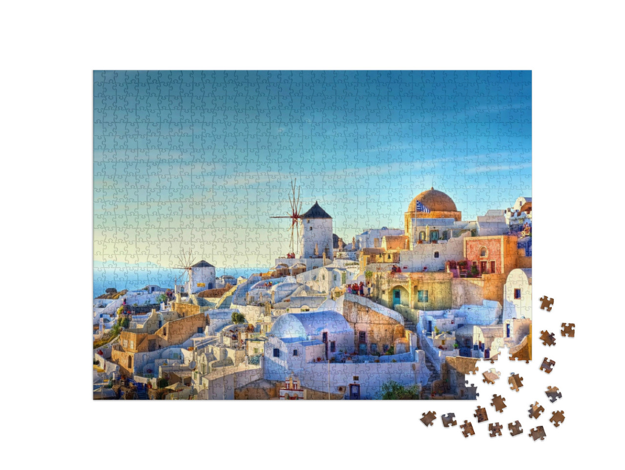 Puzzle 1000 Teile „Blick über das Dorf Oia auf der Insel Santorin, Griechenland“