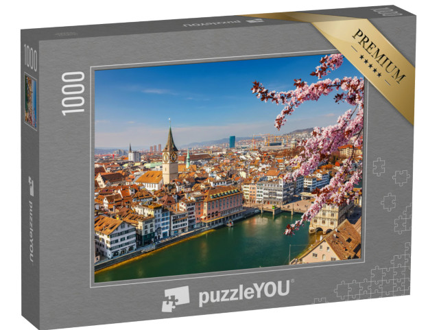 Puzzle 1000 Teile „Frühling über der Altstadt von Zürich“