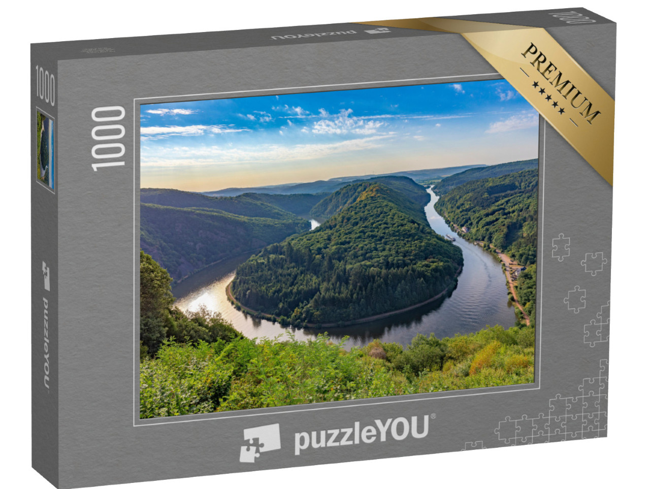 Puzzle 1000 Teile „Wahrzeichen des Saarlandes mit Blick auf die Saarschleife in Deutschland“