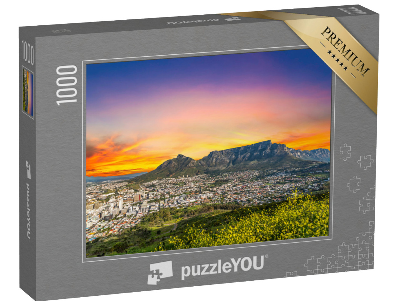 Puzzle 1000 Teile „Kapstadt mit Tafelberg in der ruhigen Dämmerung am Westkap Südafrikas“