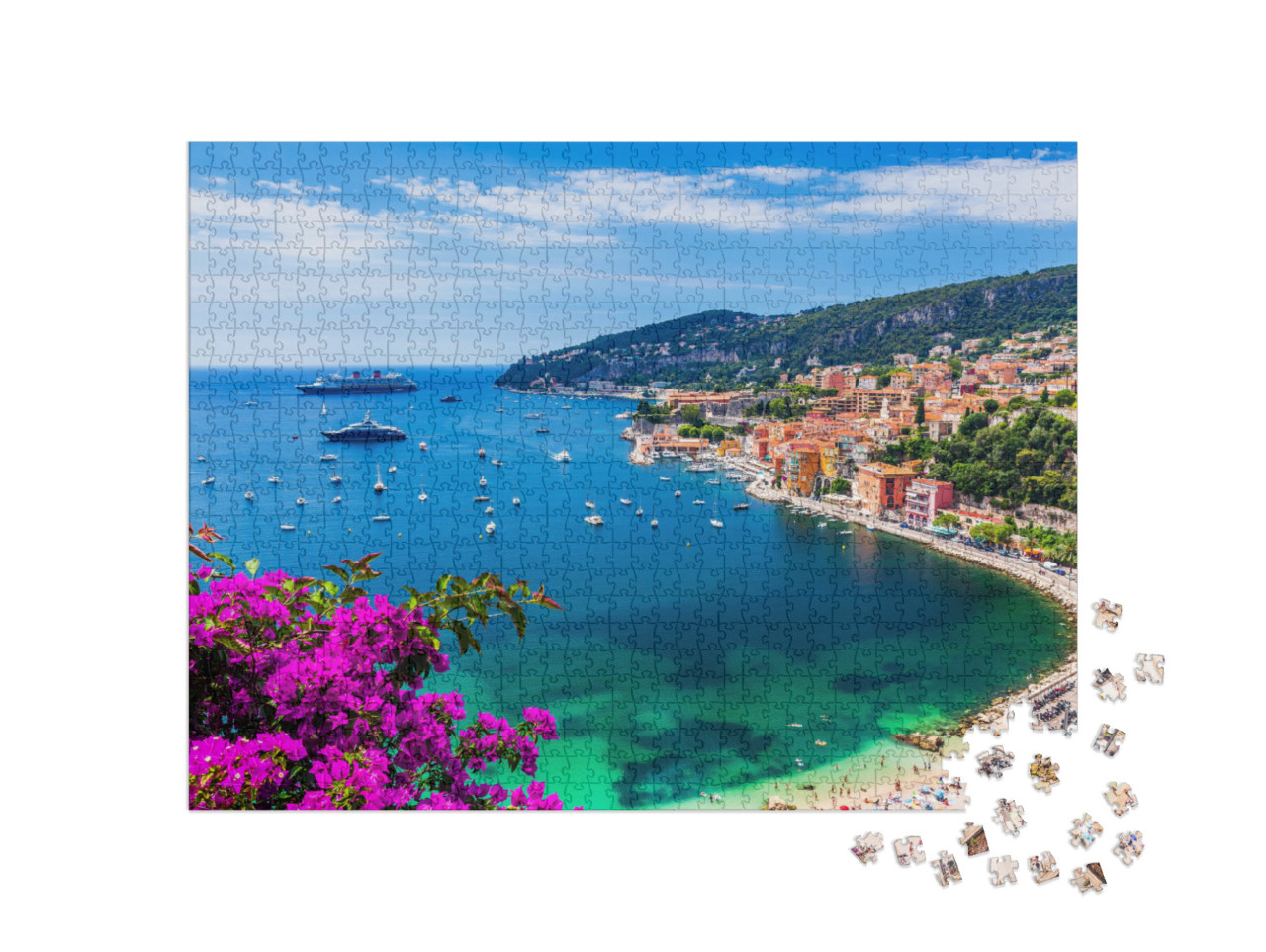 Puzzle 1000 Teile „Villefranche sur Mer, Frankreich. Küstenstadt an der französischen Riviera (oder Côte“