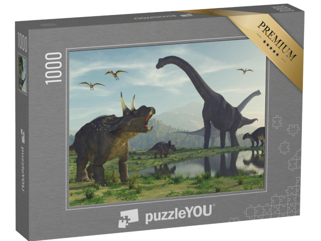 Puzzle 1000 Teile „3D-Rendering: Dinosaurier“