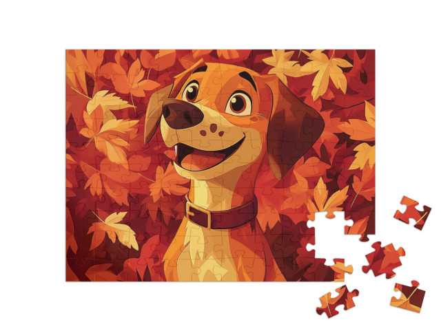 Puzzle 100 Teile „Hund Bello auf Entdeckungsreise“
