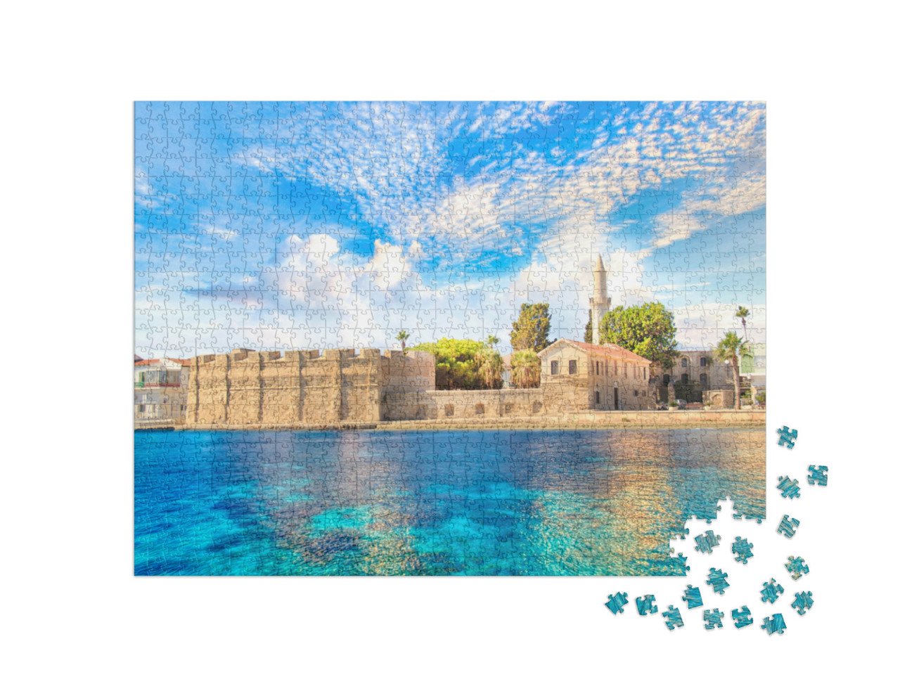 Puzzle 1000 Teile „Schöne Aussicht auf die Burg von Larnaca, Insel Zypern“