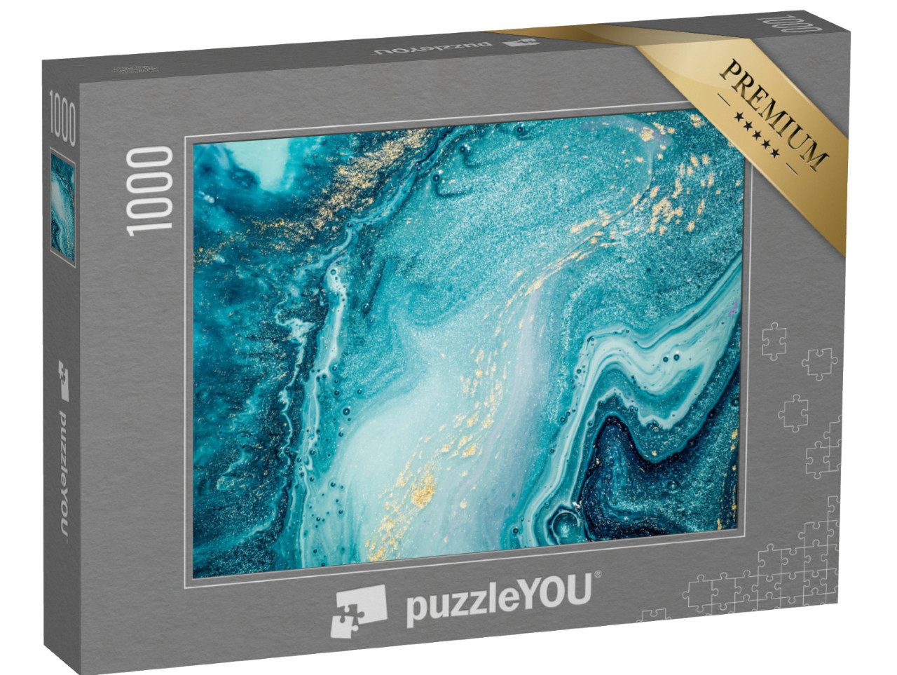 Puzzle 1000 Teile „Abstrakte Kunst: Strudel von Marmor, Wellen von Achat, Zusatz von Goldpulver“