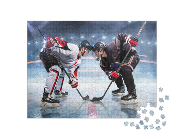 Puzzle 1000 Teile „Eishockeyspieler, voll konzentriert“