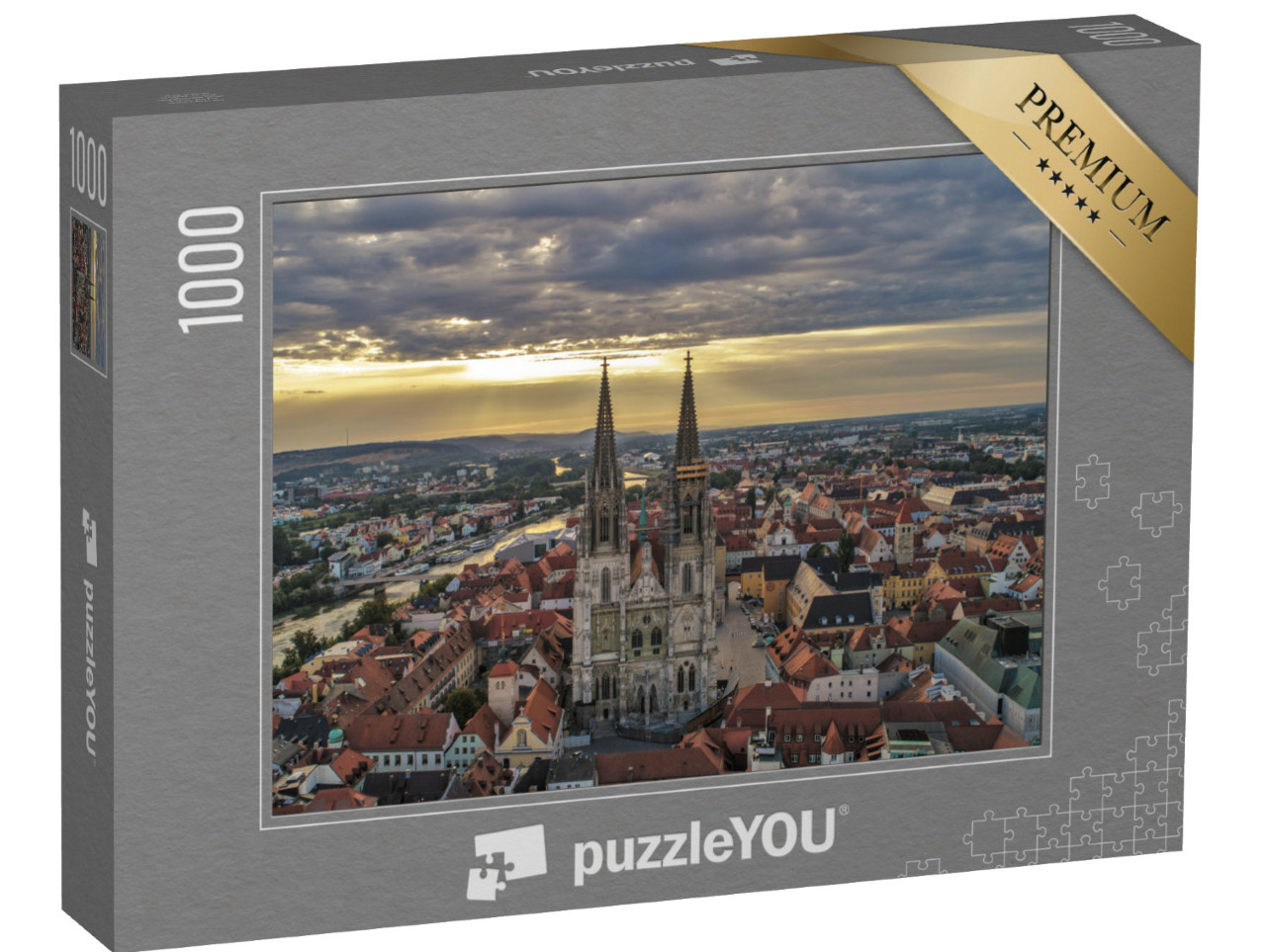 Puzzle 1000 Teile „Luftaufnahme über den Dächern von Regensburg“