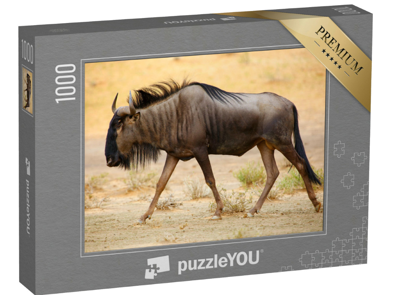 Puzzle 1000 Teile „Streifengnu in der Kalahari-Wüste“