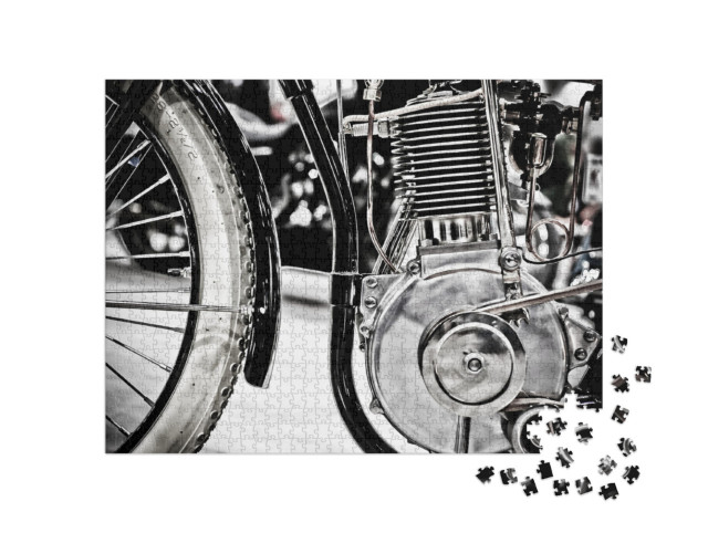 Puzzle 1000 Teile „Oldtimer-Motorrad, Detailansicht“