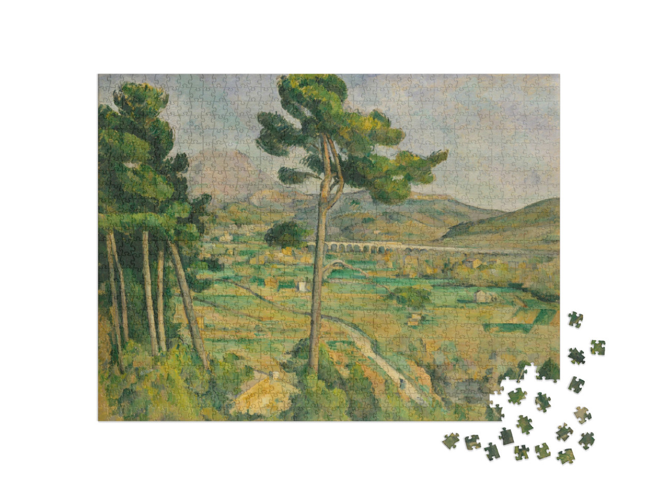 Puzzle 1000 Teile „Paul Cézanne - Mont Sainte Victoire und das Viadukt des Arc-Tals“