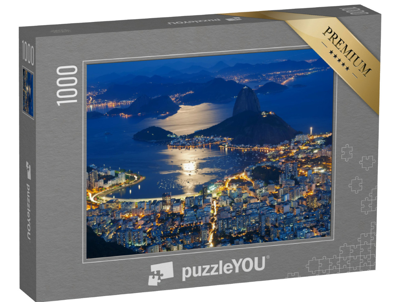 Puzzle 1000 Teile „Nachtansicht des Zuckerhuts und Botafogo in Rio de Janeiro“