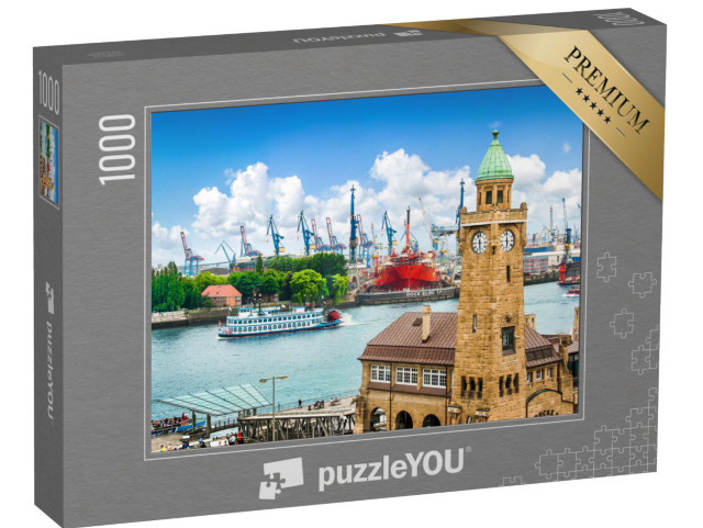Puzzle 1000 Teile „Schöne Aussicht auf die Hamburger Landungsbrücken“